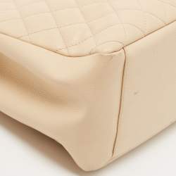 Pre Owned Chanel Beige Quilted Caviar Leather GST Tote