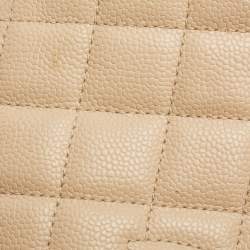 Pre Owned Chanel Beige Quilted Caviar Leather GST Tote