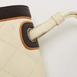 Pre Owned Chanel Cream/Brown Quilted Leather Country Club Flap Bag