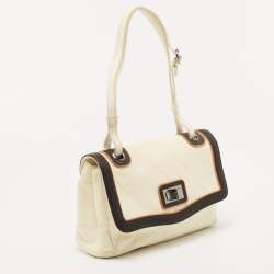 Pre Owned Chanel Cream/Brown Quilted Leather Country Club Flap Bag
