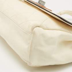 Pre Owned Chanel Cream/Brown Quilted Leather Country Club Flap Bag
