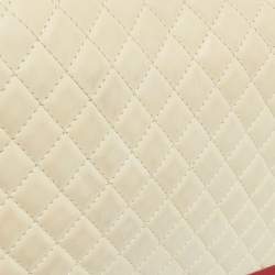 Pre Owned Chanel Cream/Red Quilted Leather Large Boy Flap Bag