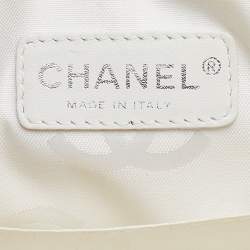 Pre Owned Chanel White/Black Quilted Leather and Python Embossed CC Ligne Cambon Bag