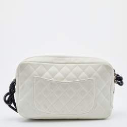 Pre Owned Chanel White/Black Quilted Leather and Python Embossed CC Ligne Cambon Bag