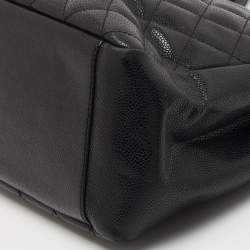 Pre Owned Chanel Black Quilted Caviar Leather GST Tote