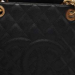 Pre Owned Chanel Black Quilted Caviar Leather GST Tote