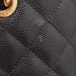 Pre Owned Chanel Black Quilted Caviar Leather GST Tote