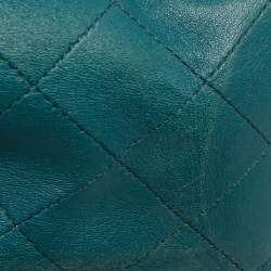 Chanel Teal Blue Quilted Leather Maxi Classic Single Flap Shoulder Bag