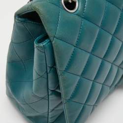 Chanel Teal Blue Quilted Leather Maxi Classic Single Flap Shoulder Bag