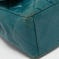 Chanel Teal Blue Quilted Leather Maxi Classic Single Flap Shoulder Bag