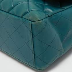Chanel Teal Blue Quilted Leather Maxi Classic Single Flap Shoulder Bag