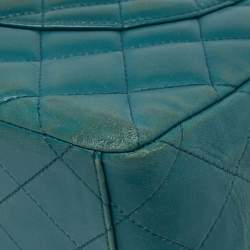 Chanel Teal Blue Quilted Leather Maxi Classic Single Flap Shoulder Bag