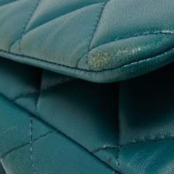 Chanel Teal Blue Quilted Leather Maxi Classic Single Flap Shoulder Bag