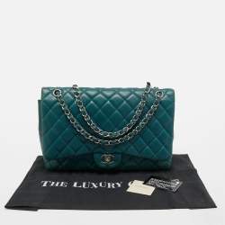 Chanel Teal Blue Quilted Leather Maxi Classic Single Flap Shoulder Bag