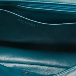Chanel Teal Blue Quilted Leather Maxi Classic Single Flap Shoulder Bag