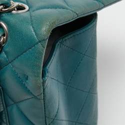 Chanel Teal Blue Quilted Leather Maxi Classic Single Flap Shoulder Bag