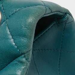 Chanel Teal Blue Quilted Leather Maxi Classic Single Flap Shoulder Bag