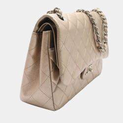 Pre Owned Chanel Rose Gold Leather Lambskin Leather Jumbo Classic Double Flap Shoulder Bag