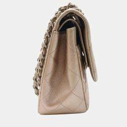 Pre Owned Chanel Rose Gold Leather Lambskin Leather Jumbo Classic Double Flap Shoulder Bag