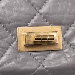 Pre Owned Chanel Grey Quilted Leather Reissue 2.55 Classic 227 Flap Bag
