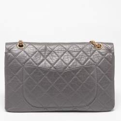 Pre Owned Chanel Grey Quilted Leather Reissue 2.55 Classic 227 Flap Bag