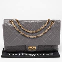 Pre Owned Chanel Grey Quilted Leather Reissue 2.55 Classic 227 Flap Bag