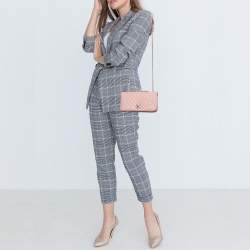 Chanel Pink Chevron Leather CC Studded Flap Bag 