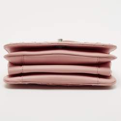 Chanel Pink Chevron Leather CC Studded Flap Bag 