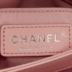 Chanel Pink Chevron Leather CC Studded Flap Bag 