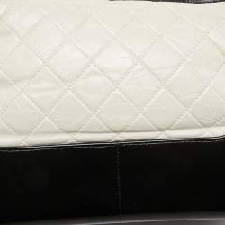 Pre Owned Chanel Black/White Quilted Aged Leather Medium Gabrielle Bag 