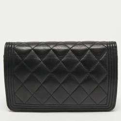 Pre Owned Chanel Black Quilted Leather Boy WOC Bag