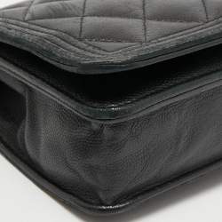 Pre Owned Chanel Black Quilted Leather Boy WOC Bag