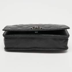 Pre Owned Chanel Black Quilted Leather Boy WOC Bag