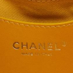 Pre Owned Chanel Yellow Quilted Glazed Crackled Leather Medium Just Mademoiselle Bowling Bag