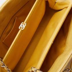 Pre Owned Chanel Yellow Quilted Glazed Crackled Leather Medium Just Mademoiselle Bowling Bag