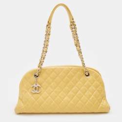 Chanel Yellow Quilted Glazed Crackled Leather Medium Just Mademoiselle Bowling  Bag Chanel