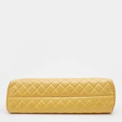 Pre Owned Chanel Yellow Quilted Glazed Crackled Leather Medium Just Mademoiselle Bowling Bag