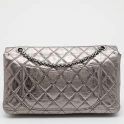 Pre Owned Chanel Metallic Quilted Aged Leather Reissue 2.55 Classic 227 Flap Bag