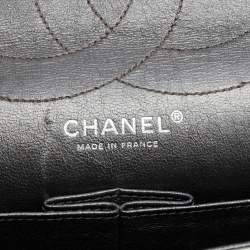Pre Owned Chanel Metallic Quilted Aged Leather Reissue 2.55 Classic 227 Flap Bag