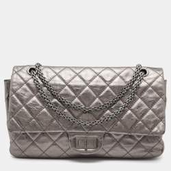 Pre Owned Chanel Metallic Quilted Aged Leather Reissue 2.55 Classic 227 Flap Bag