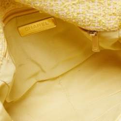 Pre Owned Chanel Yellow Tweed Medium 19 Flap Bag