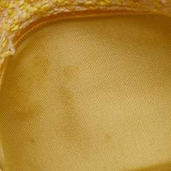 Pre Owned Chanel Yellow Tweed Medium 19 Flap Bag
