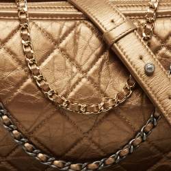 Pre Owned Chanel Metallic Gold Quilted Leather Large Gabrielle Hobo 
