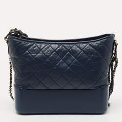 Pre Owned Chanel Blue Quilted Leather Large Gabrielle Hobo 