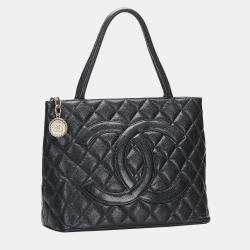 Pre Owned Chanel Black Caviar Medallion Tote Bag