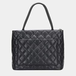 Pre Owned Chanel Black Caviar Medallion Tote Bag