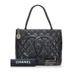 Pre Owned Chanel Black Caviar Medallion Tote Bag