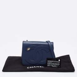 Pre Owned Chanel Blue Leather Small CC Mania Flap Bag 