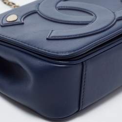 Pre Owned Chanel Blue Leather Small CC Mania Flap Bag 