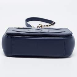 Pre Owned Chanel Blue Leather Small CC Mania Flap Bag 